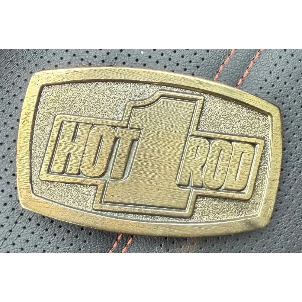Vintage 1970s Hot Rod Magazine Solid Brass Belt Buckle Petersen Publishing Co
